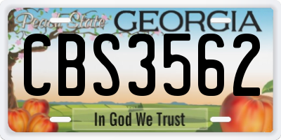 GA license plate CBS3562
