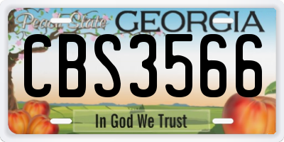 GA license plate CBS3566