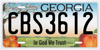 GA license plate CBS3612