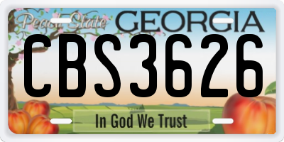 GA license plate CBS3626