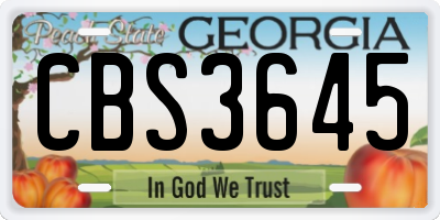 GA license plate CBS3645