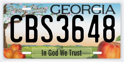 GA license plate CBS3648