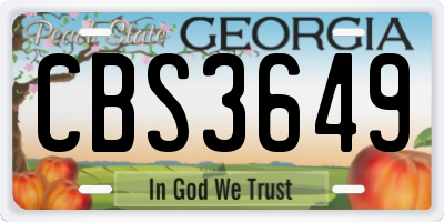 GA license plate CBS3649