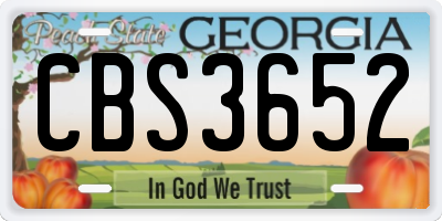 GA license plate CBS3652