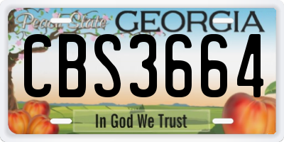 GA license plate CBS3664