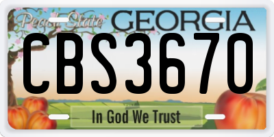 GA license plate CBS3670