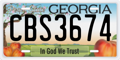 GA license plate CBS3674