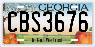 GA license plate CBS3676