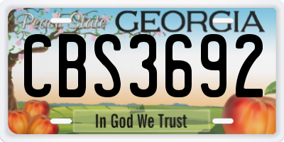 GA license plate CBS3692