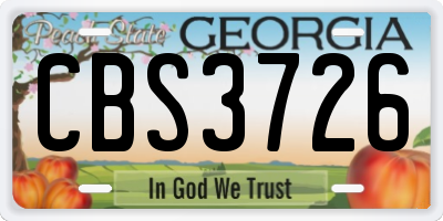 GA license plate CBS3726