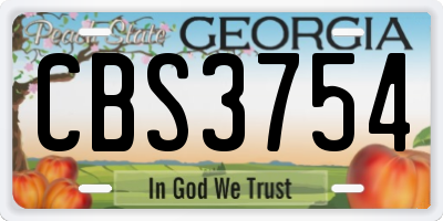 GA license plate CBS3754
