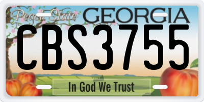 GA license plate CBS3755