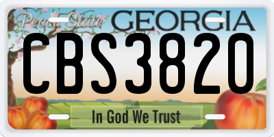 GA license plate CBS3820