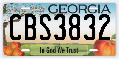 GA license plate CBS3832