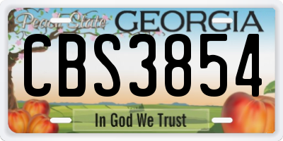 GA license plate CBS3854