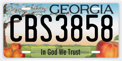 GA license plate CBS3858
