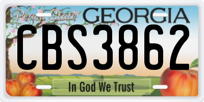 GA license plate CBS3862
