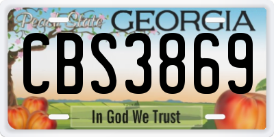 GA license plate CBS3869