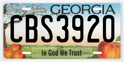 GA license plate CBS3920