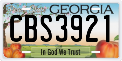 GA license plate CBS3921
