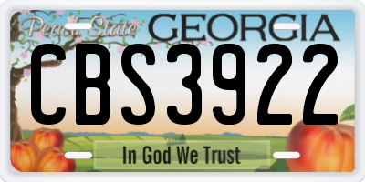 GA license plate CBS3922