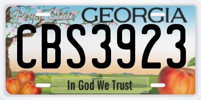 GA license plate CBS3923