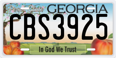 GA license plate CBS3925