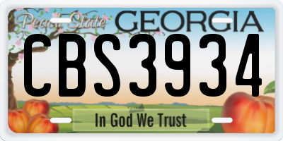 GA license plate CBS3934