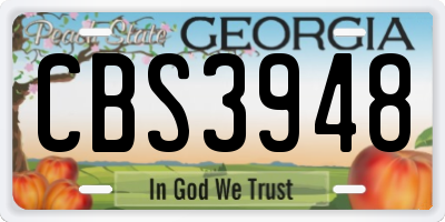 GA license plate CBS3948