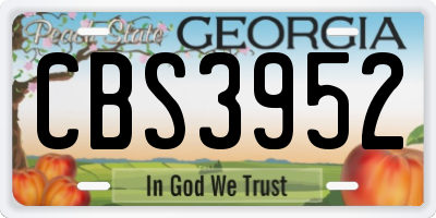 GA license plate CBS3952