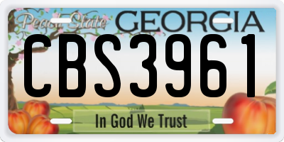 GA license plate CBS3961