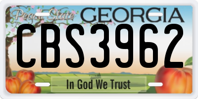 GA license plate CBS3962