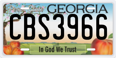 GA license plate CBS3966