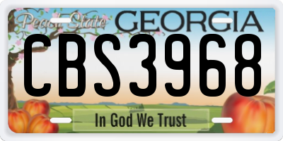 GA license plate CBS3968