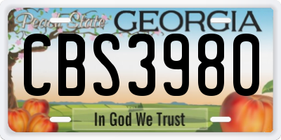 GA license plate CBS3980