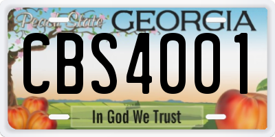 GA license plate CBS4001