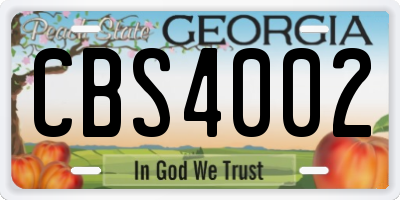 GA license plate CBS4002
