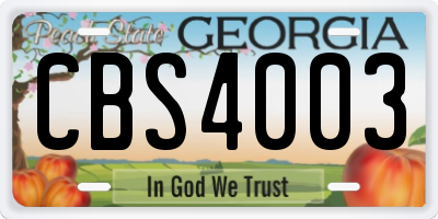 GA license plate CBS4003