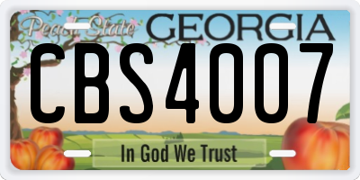 GA license plate CBS4007
