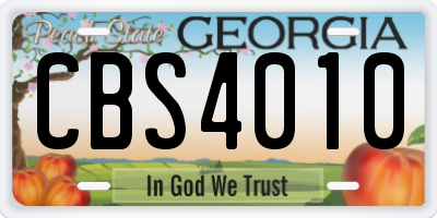 GA license plate CBS4010