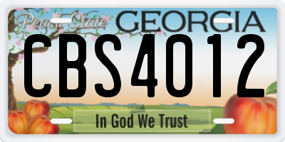 GA license plate CBS4012