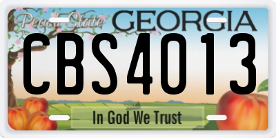 GA license plate CBS4013