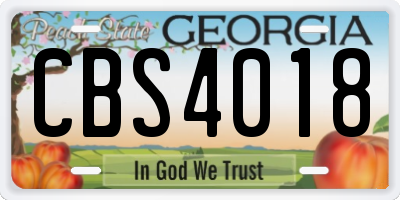 GA license plate CBS4018