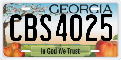 GA license plate CBS4025