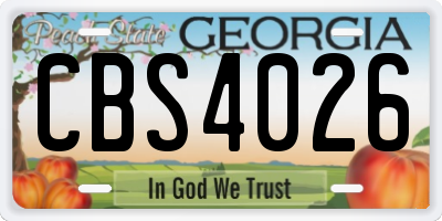 GA license plate CBS4026