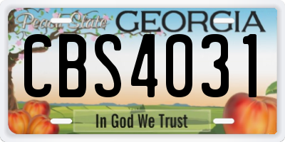 GA license plate CBS4031