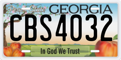 GA license plate CBS4032