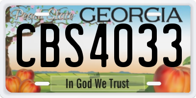 GA license plate CBS4033