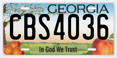 GA license plate CBS4036