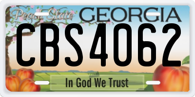 GA license plate CBS4062